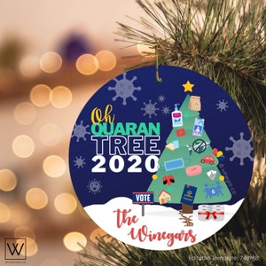 UT COVID Quaran-Tree-cadeaukaartje | Afdrukbaar grappig rond kerstornament 2020 | Cadeaukaartje Kerk van Jezus Christus | Digitale Corjl-pdf downloaden