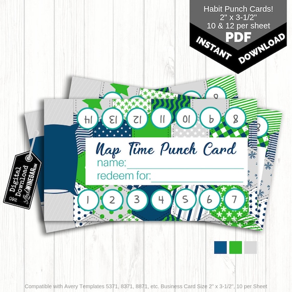 Nap Time Punch Card Habit Cards for Kids Naptime Etsy