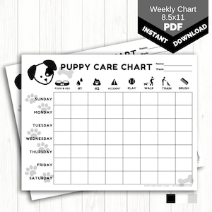 Weekly Puppy Care Chart PRINTABLE Dog Chore Chart for Kids New Puppy Routine Chart Dog Training Tracker INSTANT Download 8.5x11 PDF image 1