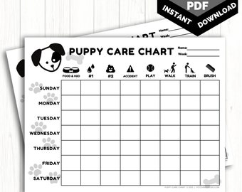 Weekly Puppy Care Chart PRINTABLE | Dog Chore Chart for Kids | New Puppy Routine Chart | Dog Training Tracker | INSTANT Download 8.5x11 PDF