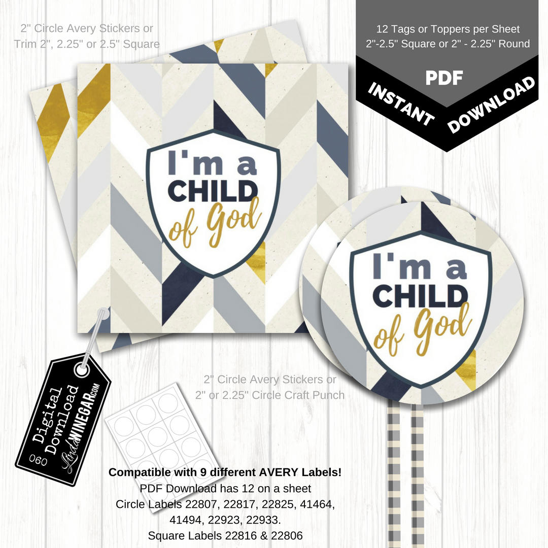 digital i m a child of god cupcake topper printable avery etsy