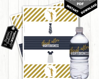 Angel Moroni Water Bottle Labels | LDS Baptism Favor | Temple Priesthood Preparation | 5 WaterBottle Labels | Instant Download 8.5x11 PDFs