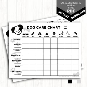 Weekly Puppy Care Chart PRINTABLE | Dog Chore Chart for Kids | New ...