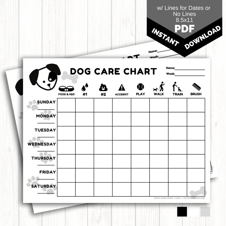 Weekly Puppy Care Chart PRINTABLE Dog Chore Chart for Kids New Puppy Routine Chart Dog Training Tracker INSTANT Download 8.5x11 PDF image 4