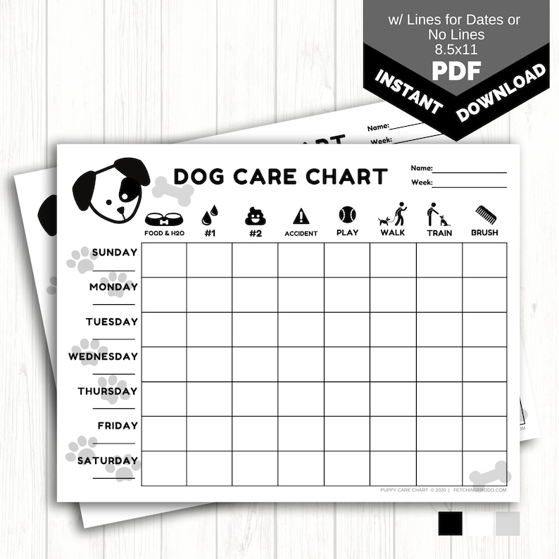 Weekly Puppy Care Chart PRINTABLE Dog Chore Chart for Kids New Puppy Routine Chart Dog Training Tracker INSTANT Download 8.5x11 PDF image 4