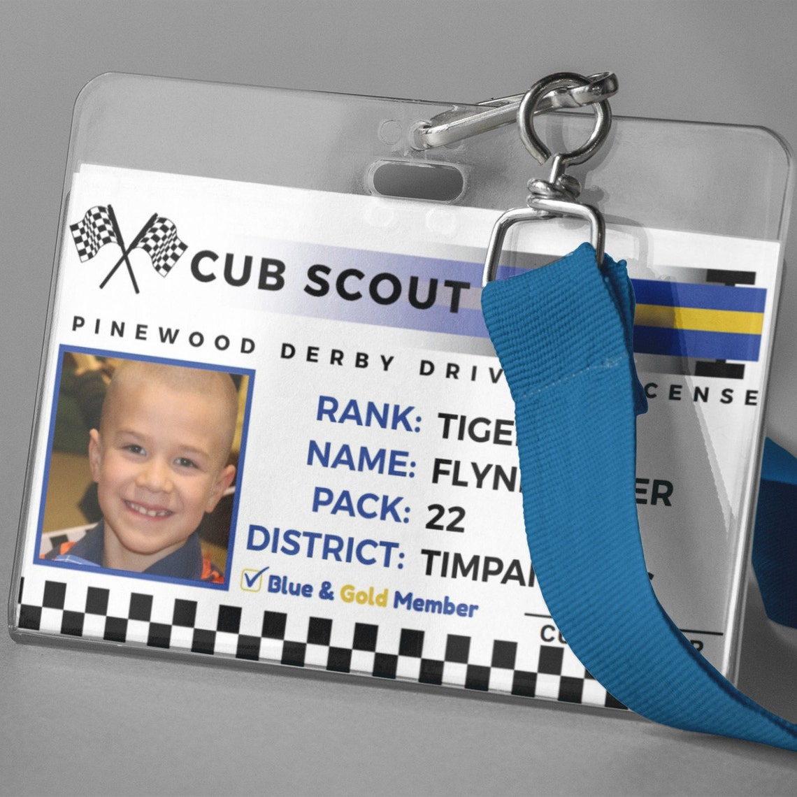 Cub Scout Pinewood Derby Drivers License Checkered Race Car Etsy