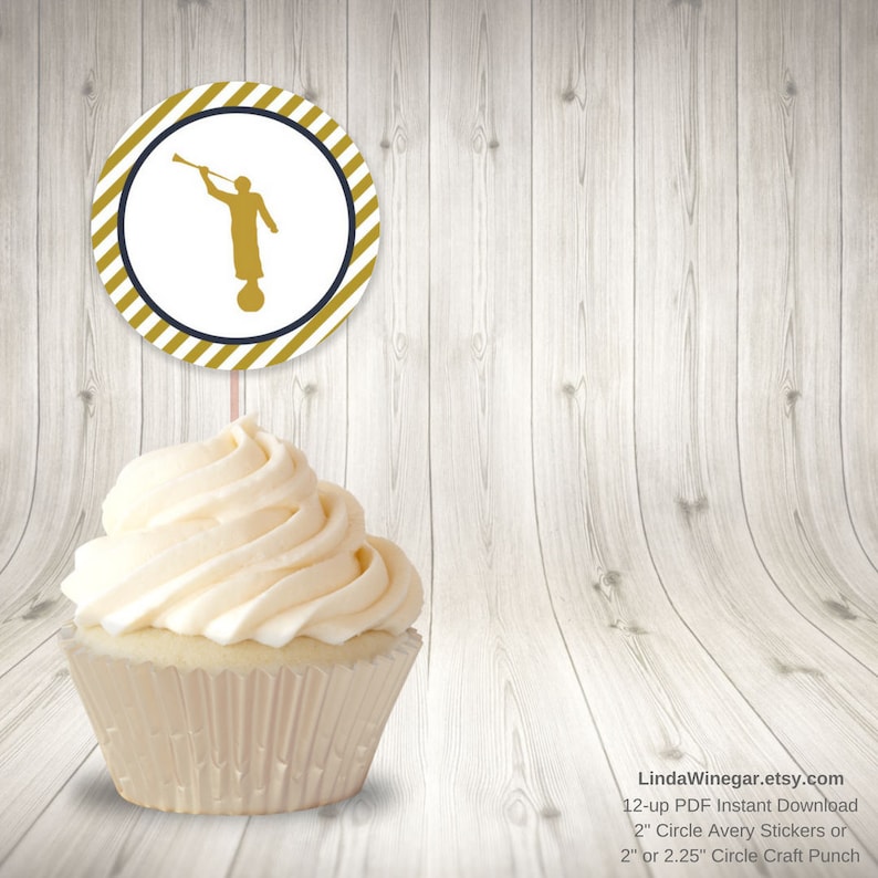 DIGITAL Temple & Priesthood Prep Angel Moroni Cupcake Topper, LDS Baptism Favor Tag 12 Circle or Square Tag Instant Download 8.5x11 PDF image 2