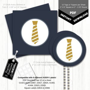 Temple & Priesthood Preparation Tie Cupcake Topper, Missionary Gift Tag | 12 Circle or Square Tag | Instant Digital Download 8.5x11 PDF