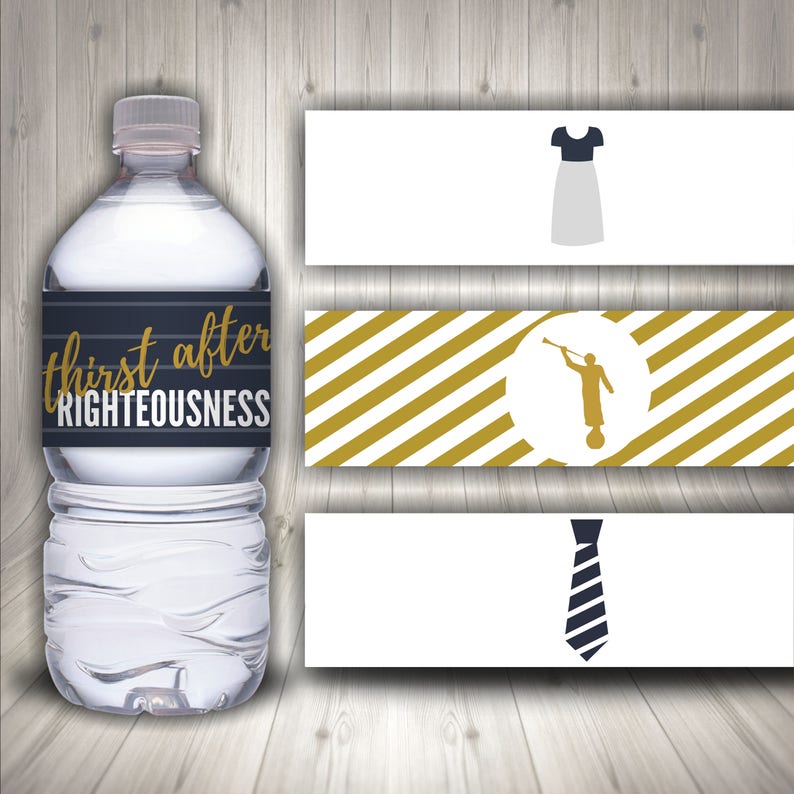 Angel Moroni Water Bottle Labels LDS Baptism Favor Temple Priesthood Preparation 5 Waterbottle