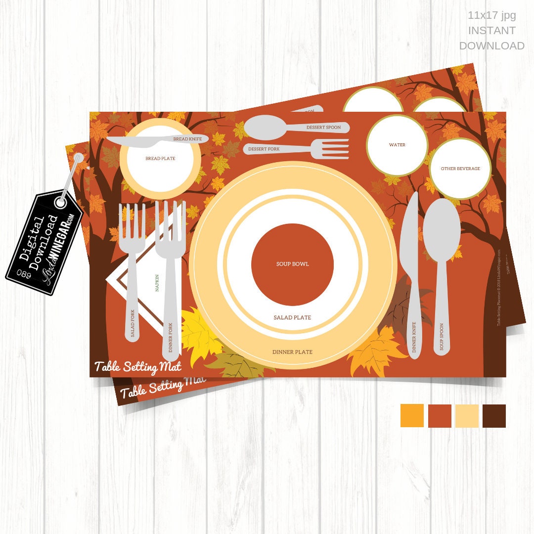 Etiquette Placemat for Teens Table Setting Diagram for Kids