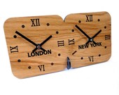 Roco Verre Oak Mantel Time Zone Clock