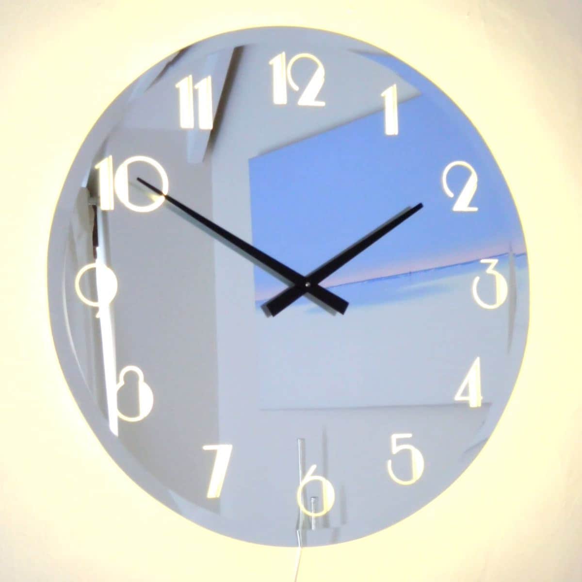 Illuminated Bevelled Deco Mirror Wall Clock Light Etsy