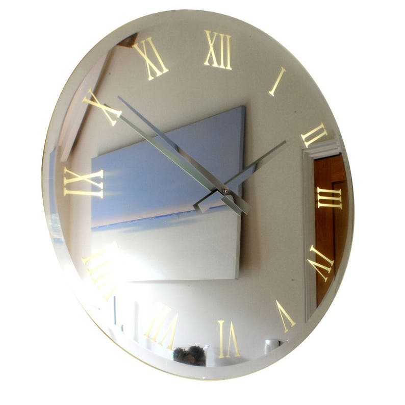 Illuminated Bevelled Roman Mirror Wall Clock Light Etsy