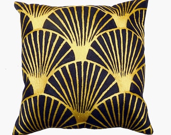 Decoish Gold Fan Deco Cushion Pillow 18”