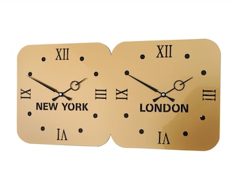 Gold Acrylic World Timezone Wall Clocks