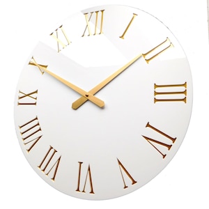 Rockafella White and Gold Gloss Roman Wall Clock