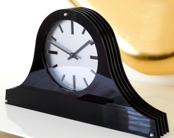 Louis Spirit Gloss Black Silver Dial Mantel Clock