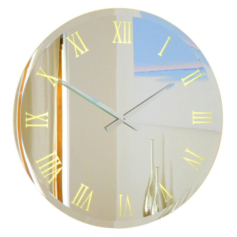 Illuminated Bevelled Roman Mirror Wall Clock Light Etsy