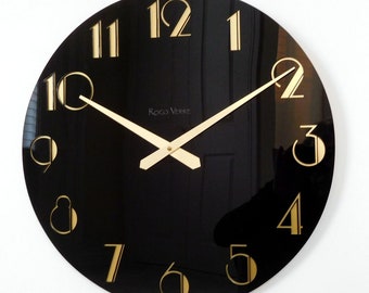 Twenties Black and Gold Gloss Wall Clock