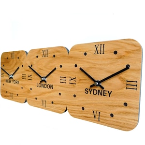 Oak Wooden World Time Zone Clock