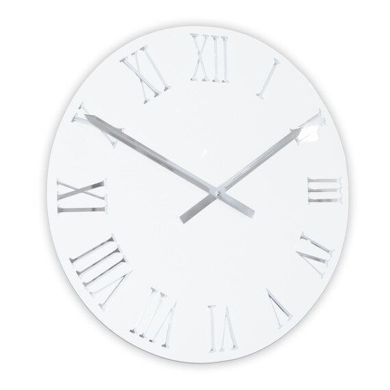Roco Verre 3d Modern Gloss Roman Wall Clock White Roco Verre 3d Modern Gloss Roman Wall