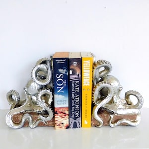 Octopus Silver Bookends