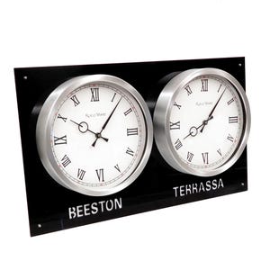 LARGE Black Backboard Everyday Time Zone Clock
