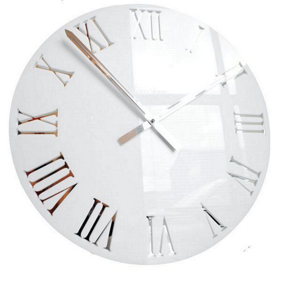 Roco Verre 3D Modern Gloss Roman Wall Clock White | Etsy