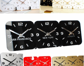 Personalised Gloss Acrylic Desk Mantel Time Zone Clock