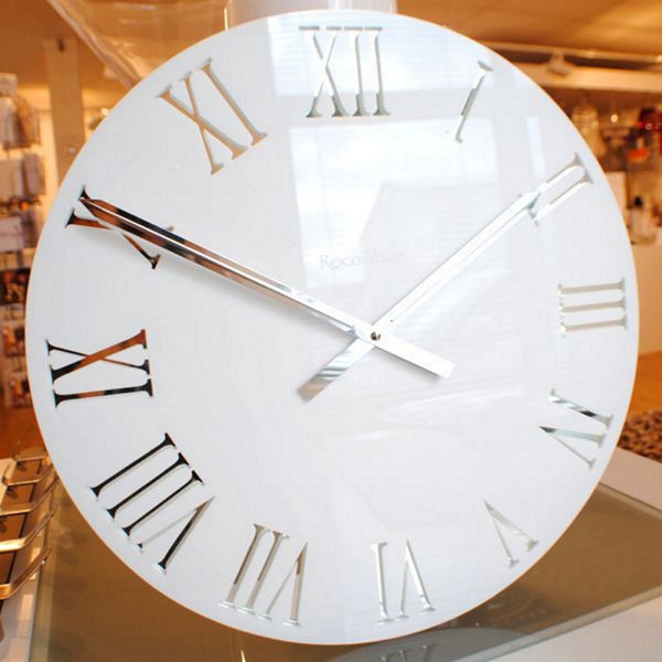 Gloss White Mirror Roman Wall Clock