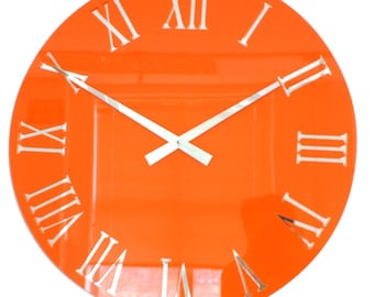 Orange Modern Gloss Roman Wall Clock