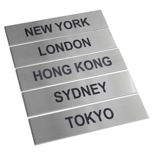 Custom Made Stainless Steel Timezone Signs, Brushed Stainless Steel Clock Signs