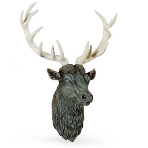 Stone Effect Stag’s Head Antique Ivory Antlers