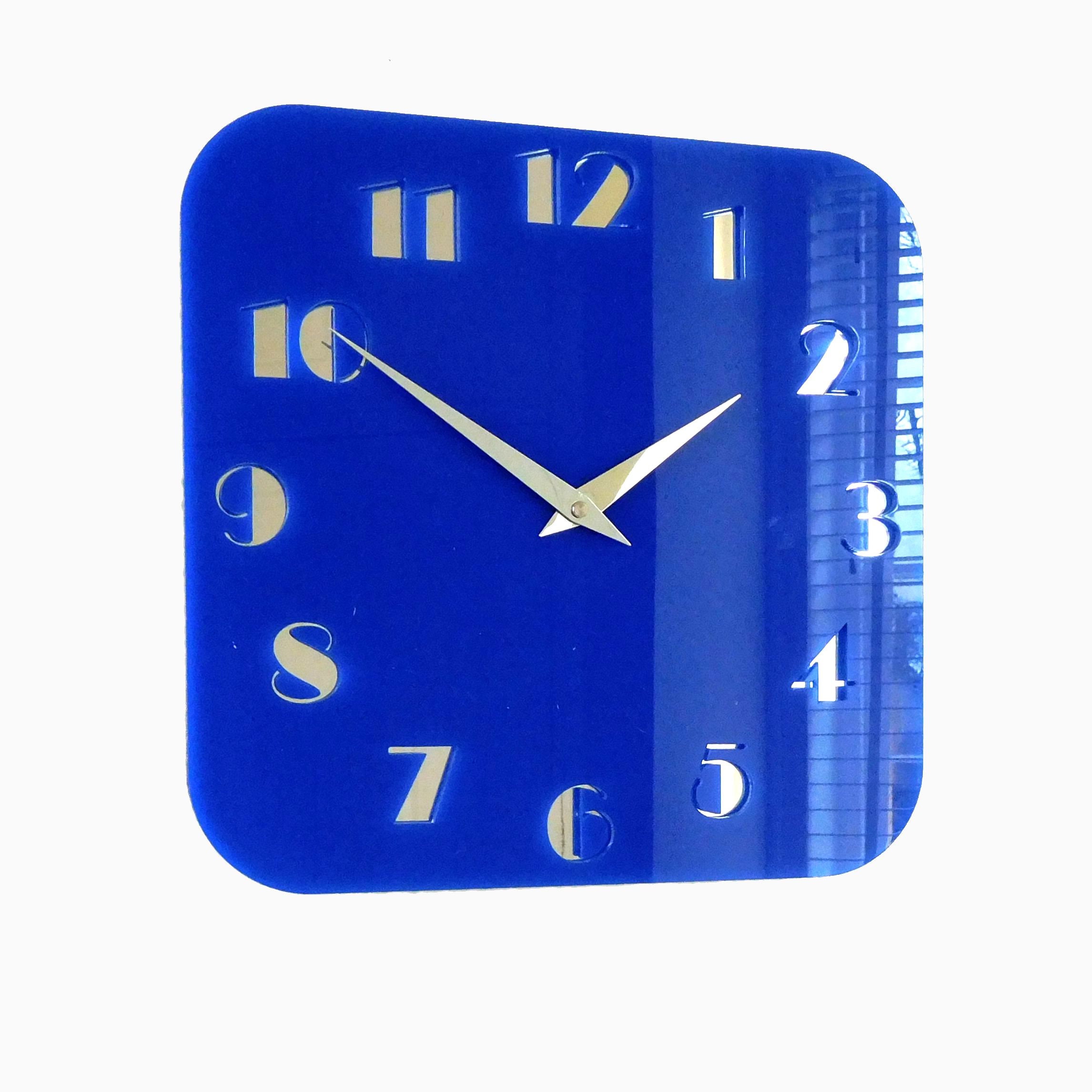 Decoish Gloss Art Deco Blue Red White Black Mirror Wall Clocks - Etsy