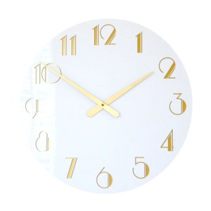 Twenties Deco Gloss White and Gold Wall Clock