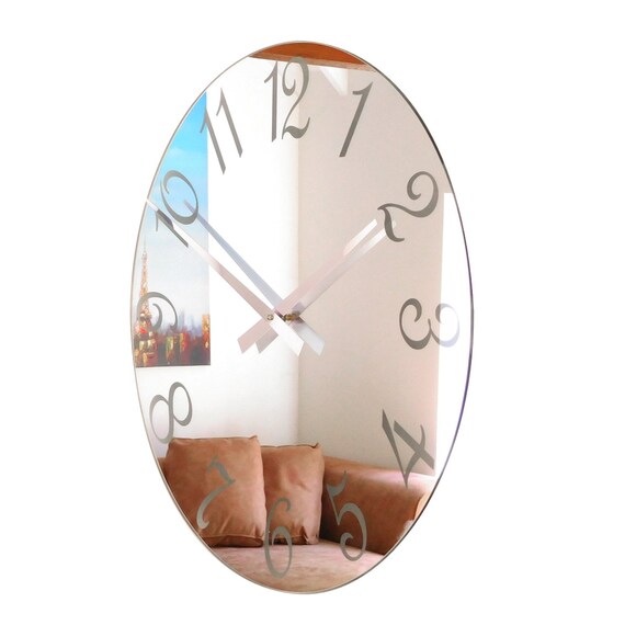 Roco Verre Extra Large French Numbers Mirror Clock Roco Verre Extra Large French Numbers