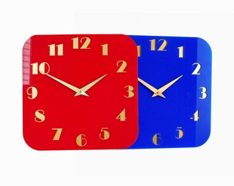 Decoish Gloss Art Deco Blue Red White Black Gold Wall Clocks