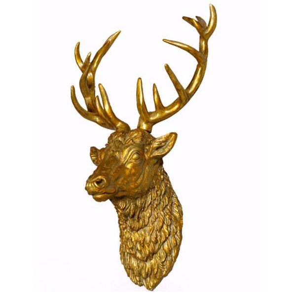 Modern Vintage Gold Stag Wall Trophy Head Large