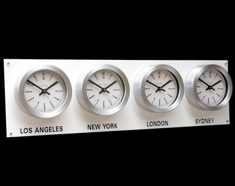 LARGE White Gloss Backboard Everyday Time Zone Clock