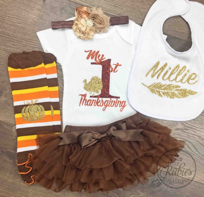 My First Thanksgiving Baby Girl Fall Outfit Baby Girl Clothes Etsy