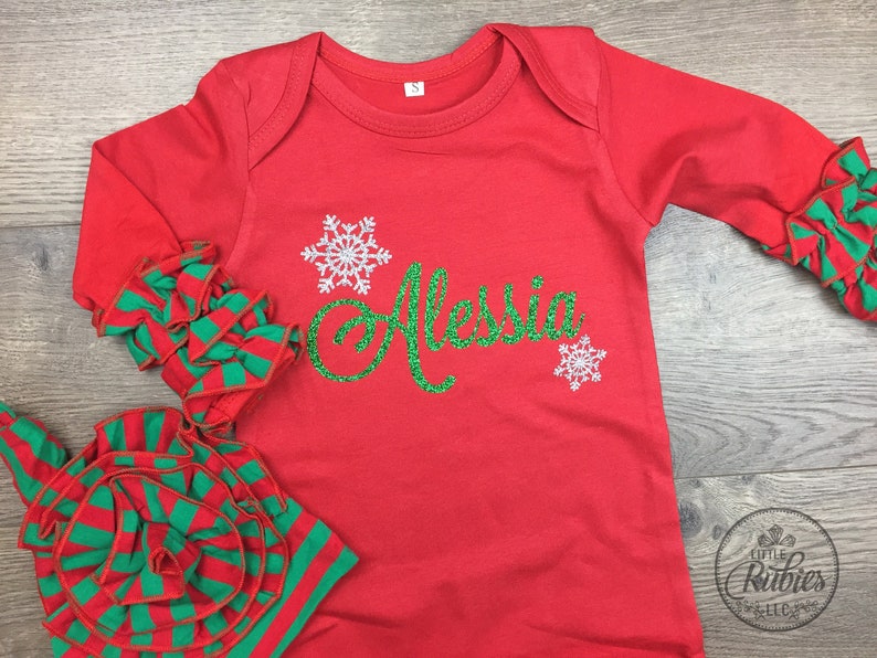 First Christmas pajamas baby girl Personalized christmas Etsy