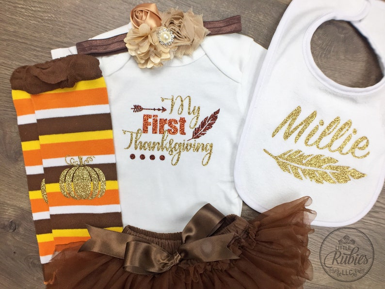 My First Thanksgiving Baby Girl Fall Outfit Baby Girl Clothes Etsy