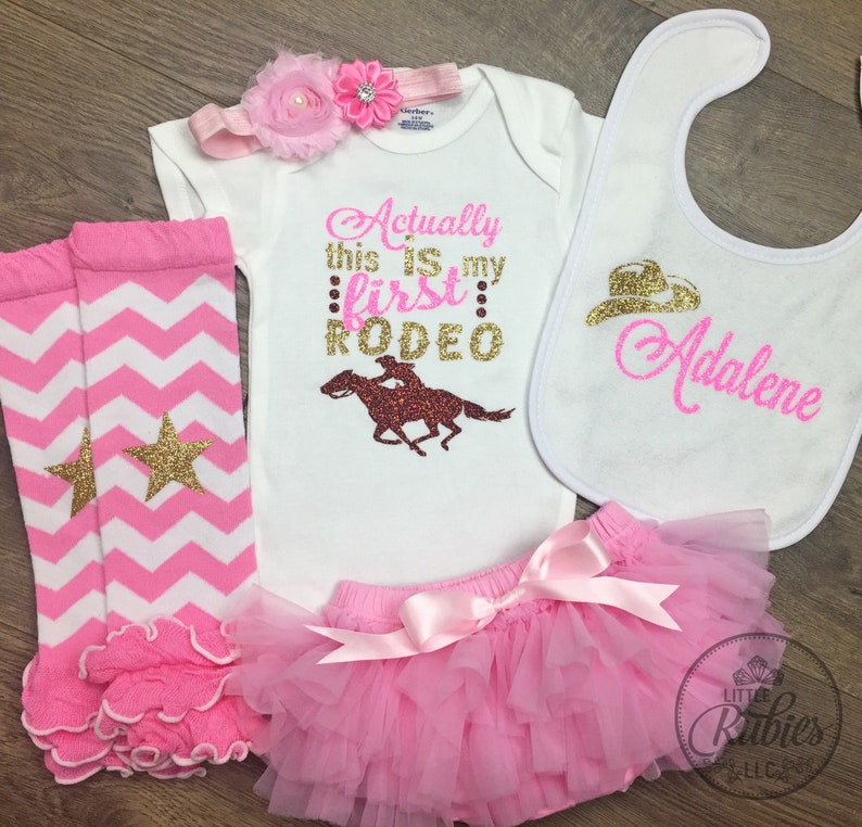 Baby girl rodeo outfit Actually this is my first rodeo baby Etsy