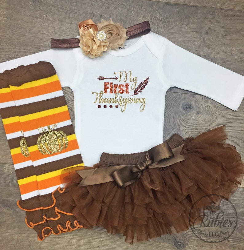 My First Thanksgiving Baby Girl Fall Outfit Baby Girl Clothes Etsy