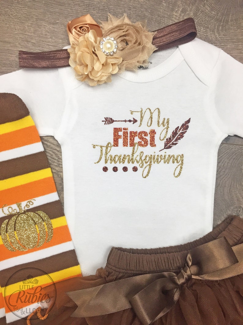 My First Thanksgiving Baby Girl Fall Outfit Baby Girl Clothes Etsy