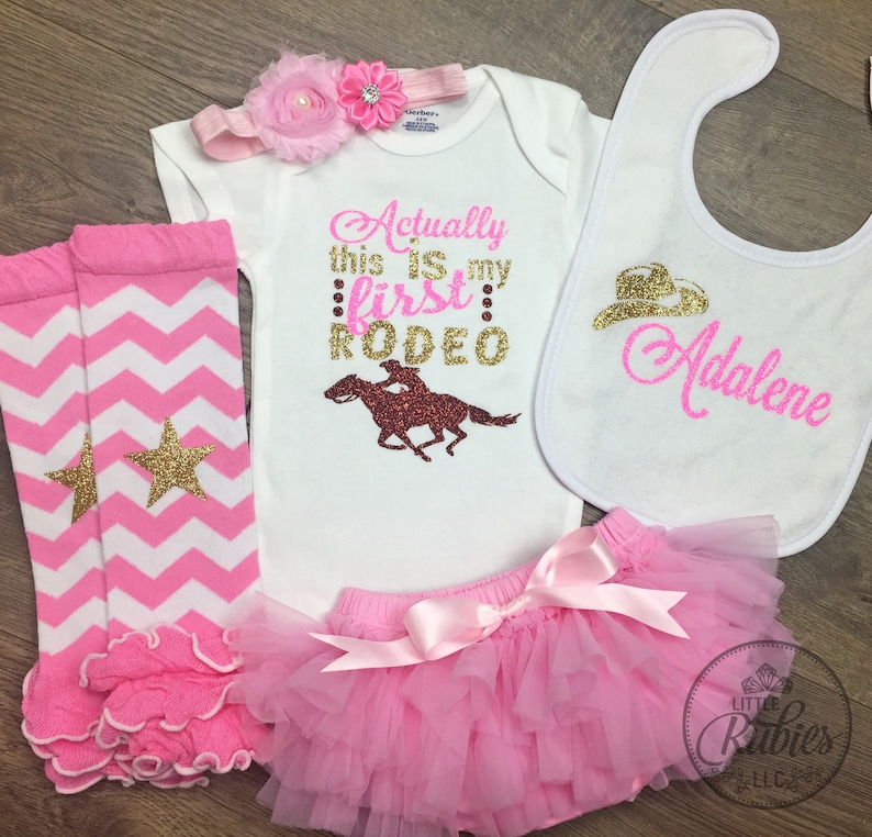 Baby girl rodeo outfit Actually this is my first rodeo baby Etsy