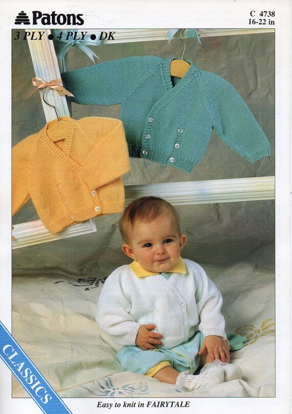 Original Baby Crossover Cardigan Knitting Pattern Patons 4738 Etsy