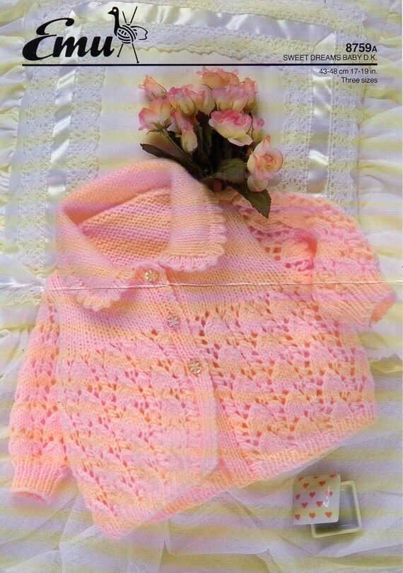 Original Baby Jacket KNITTING PATTERN Emu 8759 Baby Girl Lacy Etsy