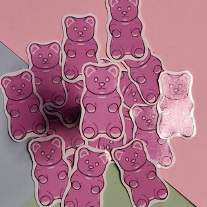 Pink Gummy Bear Sticker Holographic Options
