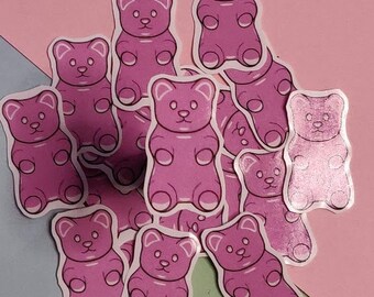 Pink Gummy Bear Sticker Holographic Options